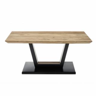 Table basse Design BEFORD en chêne acacia Piètement noir mat